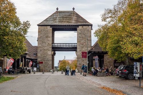 Das Weintor in Schweigen-Rechtenbach, Ansicht aus Norden (Pfalz)